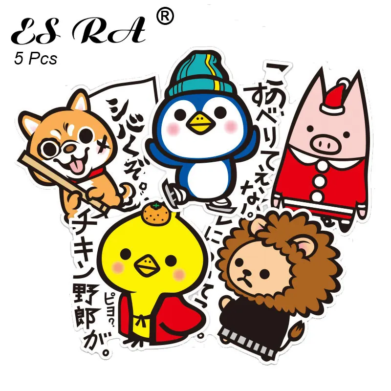 

5 Pcs/Set Cute Animal Sticker Japan Cartoon Waterproof PVC Stickers Toys laptop Pitcher Bottle Luggage Journal Decorate for Kids