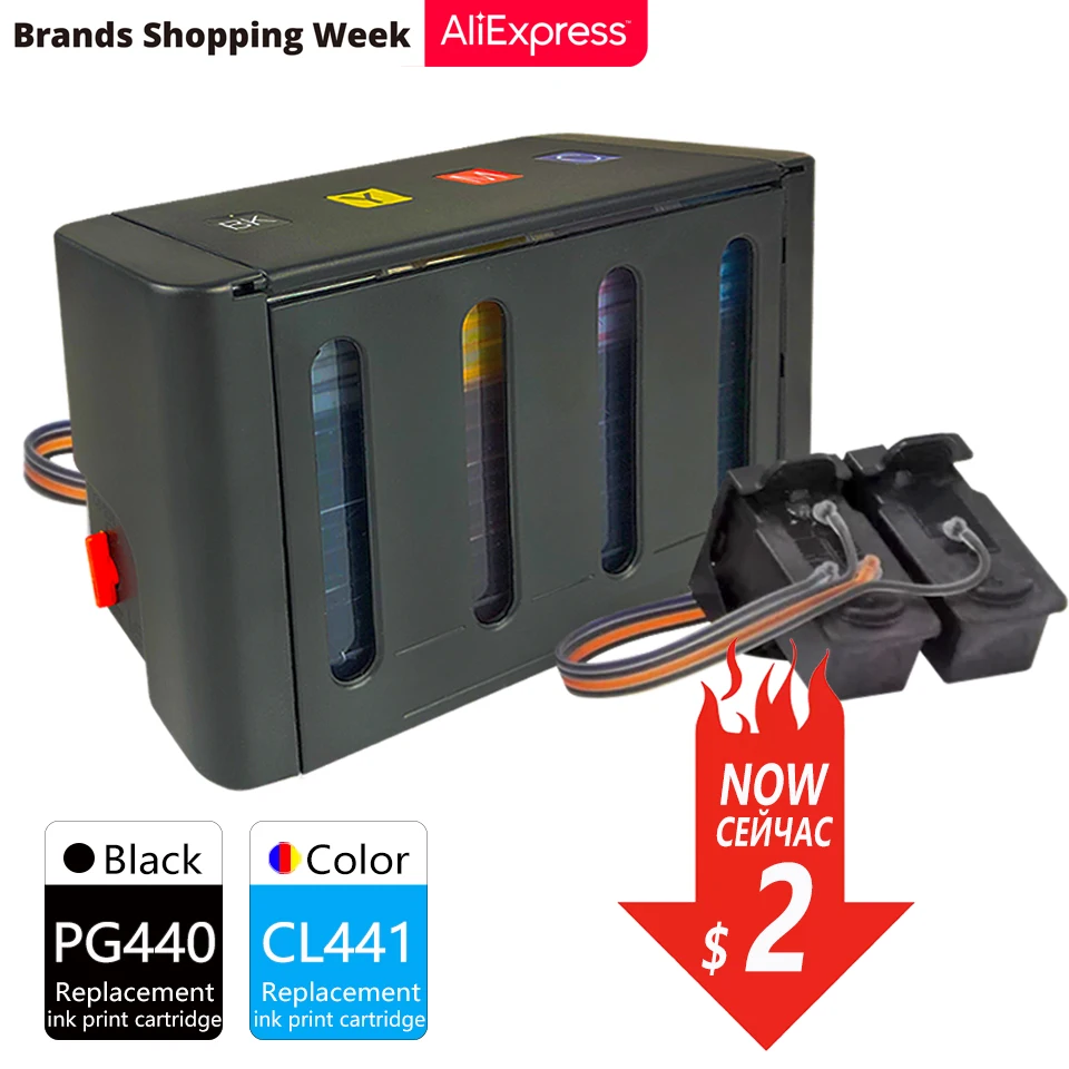 

DMYON Compatible for Canon PG440 CL441 Continuous Ink Supply System Pixma PIXMA MG2140 MG2240 MG3140 MG3240 MG3540 4240 Printer