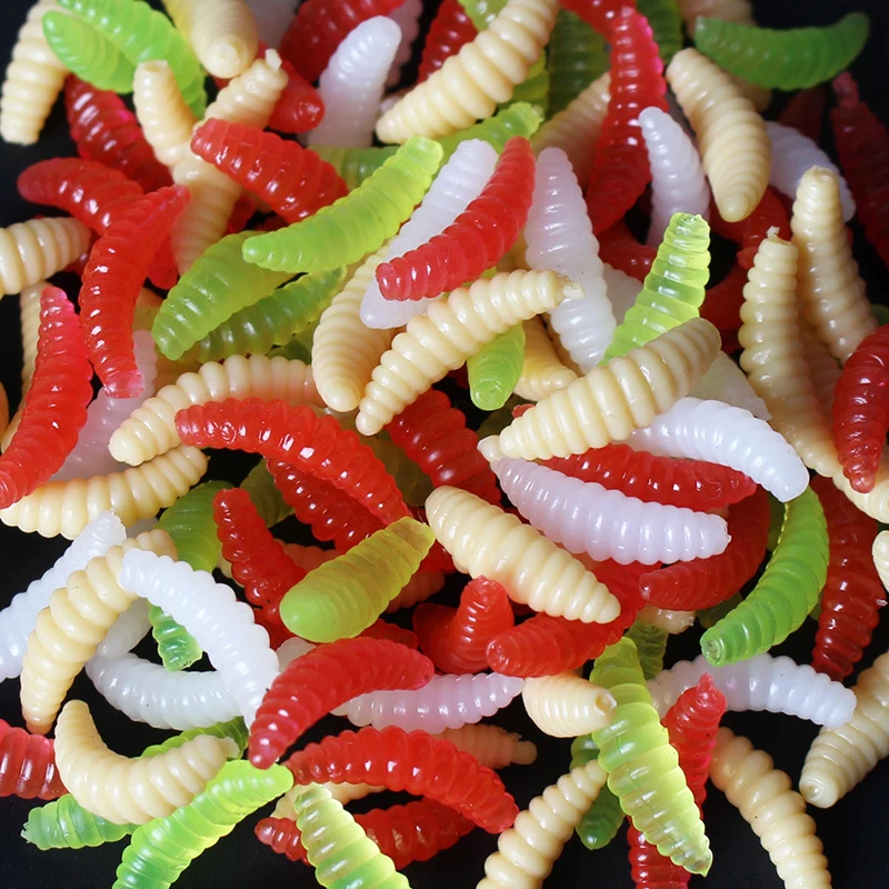 50PCS 2cm 0.3g Soft Fishing Lure Hooks Smell Worms Glow Shrimps Suspending Fish Lures Jigging lure Lifelike Fishy Smell Lures