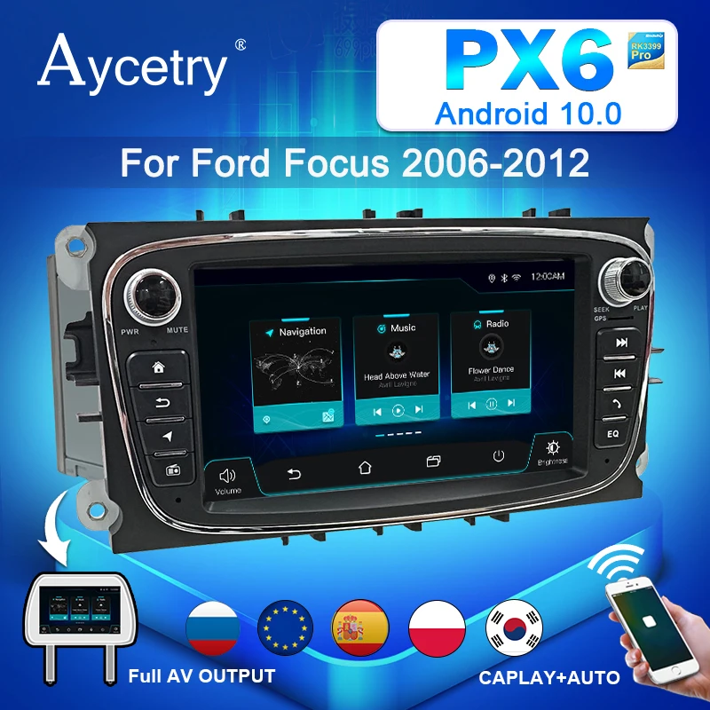 магнитола 2 din android 10 с экраном автомагнитола для FORD focus Mondeo S-MAX C-MAX Galaxy kuga 2din авто