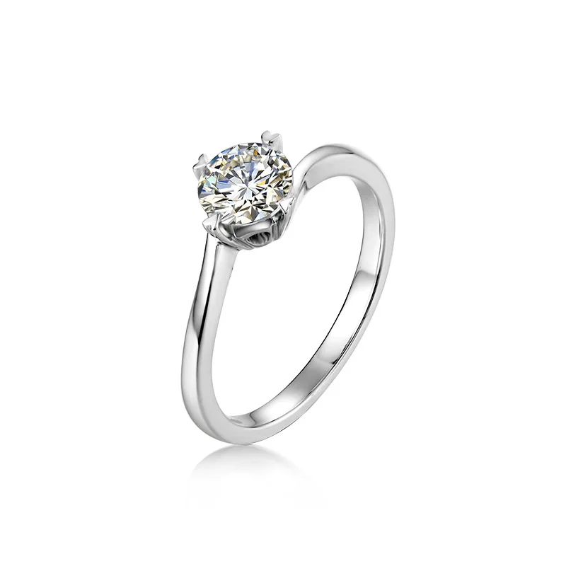 Элегантный 1.0ct Муассанит 18 К Настоящее Белое золото обручальные кольца предложить полосы для женщин Леди невесты подруги ювелирные изделия с бриллиантами