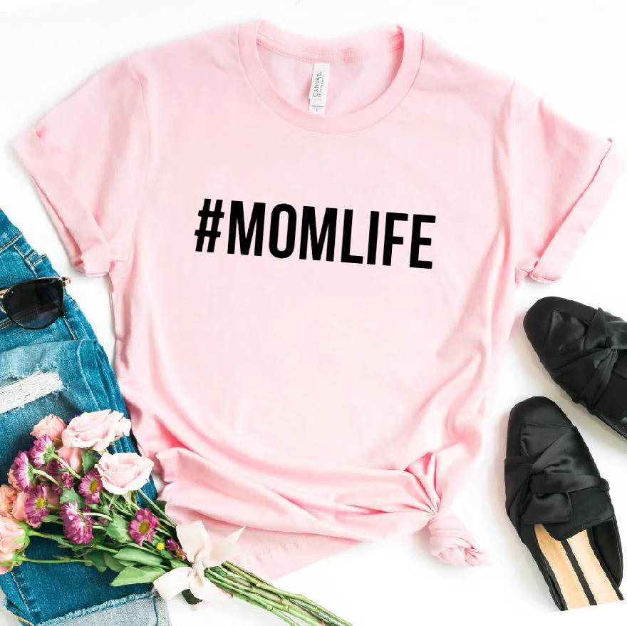 MOMLIFE, женский с надписью, футболка, смешные изделия из хлопка, футболка для девушек, топ, хипстер, 6 цветов, Прямая поставка, футболки - Цвет: Pink