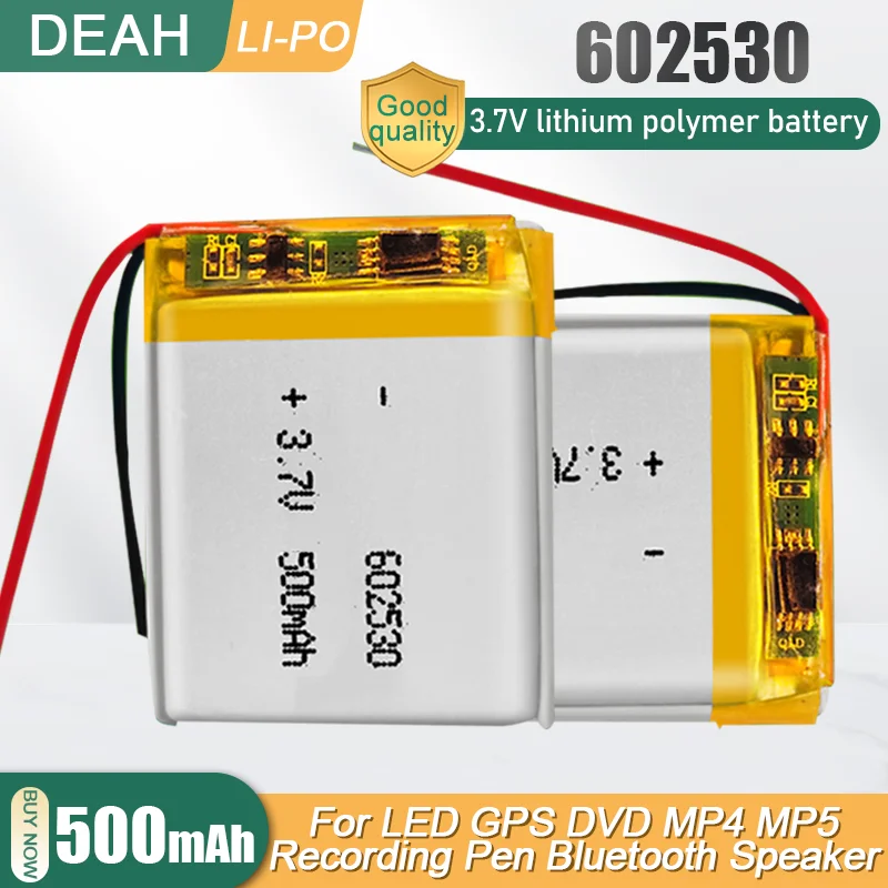 Литиевая аккумуляторная батарея 602530 3 7 в 500 мАч для MP3 MP4 MP5 GPS DVD LED светильник Massager