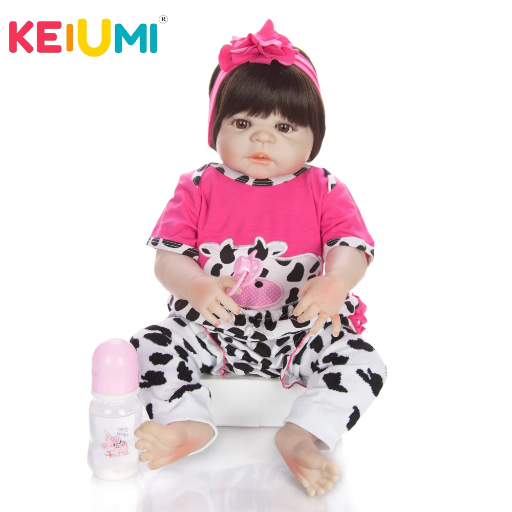 Реалистичная кукла Reborn KEIUMI из розовой коровы 23 дюйма полностью силиконовая