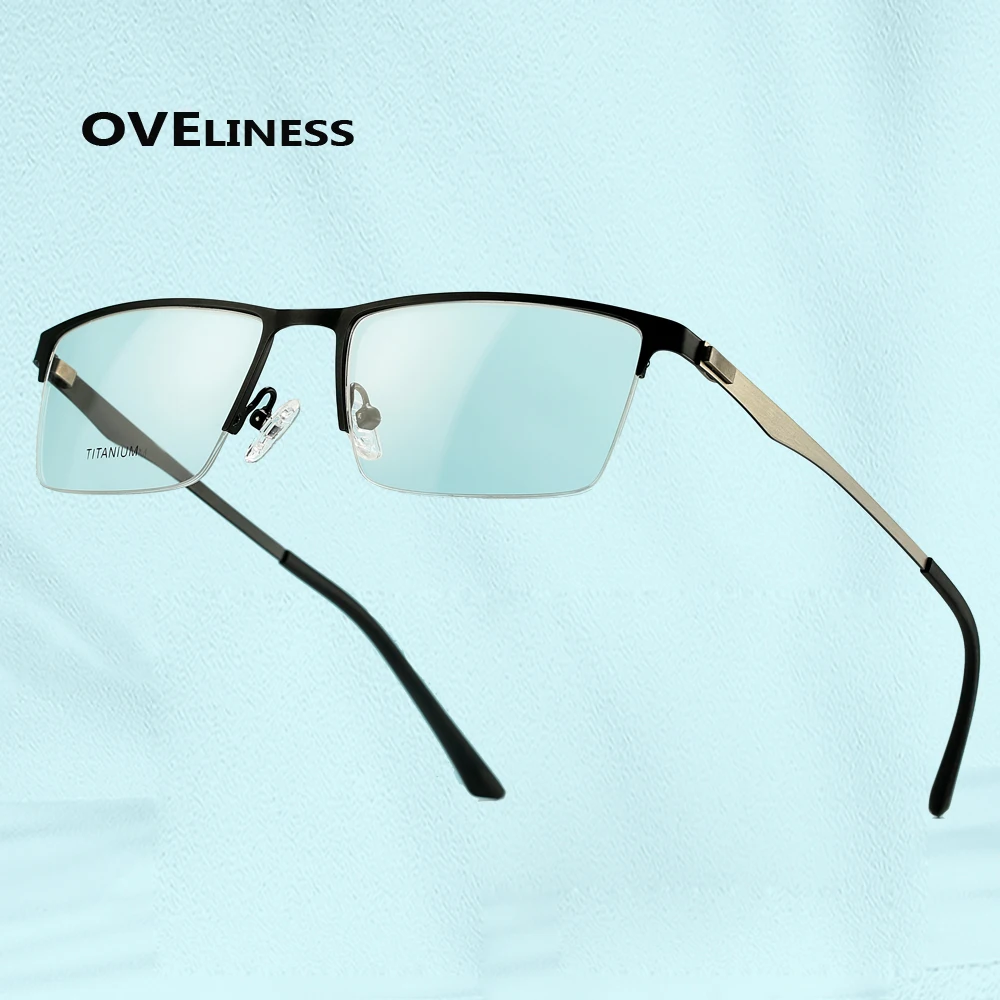 

2020 Square eye glasses frame Men Optical eyeglasses Myopia Prescription glasses Titanium Alloy Male Metal half Eyewear frames