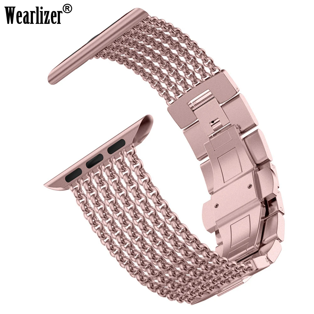 Wearlizer для Apple Watch Band 38 мм iWatch сетчатая петля Миланская из нержавеющей стали сменный