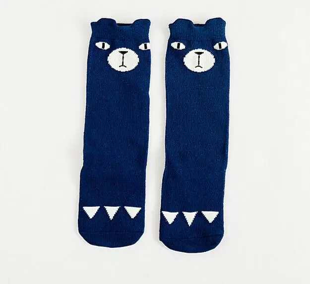 blue bear Носки для маленьких девочек милые Хлопковые гольфы до колена с лисой одежда для детей Гольфы унисекс с рисунком для девочек - Цвет: blue bear