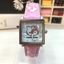 Высокое качество модные милые kt cat Детские часы квадратная оболочка лапша Детские Мультяшные часы детские Студенческие часы для девочек