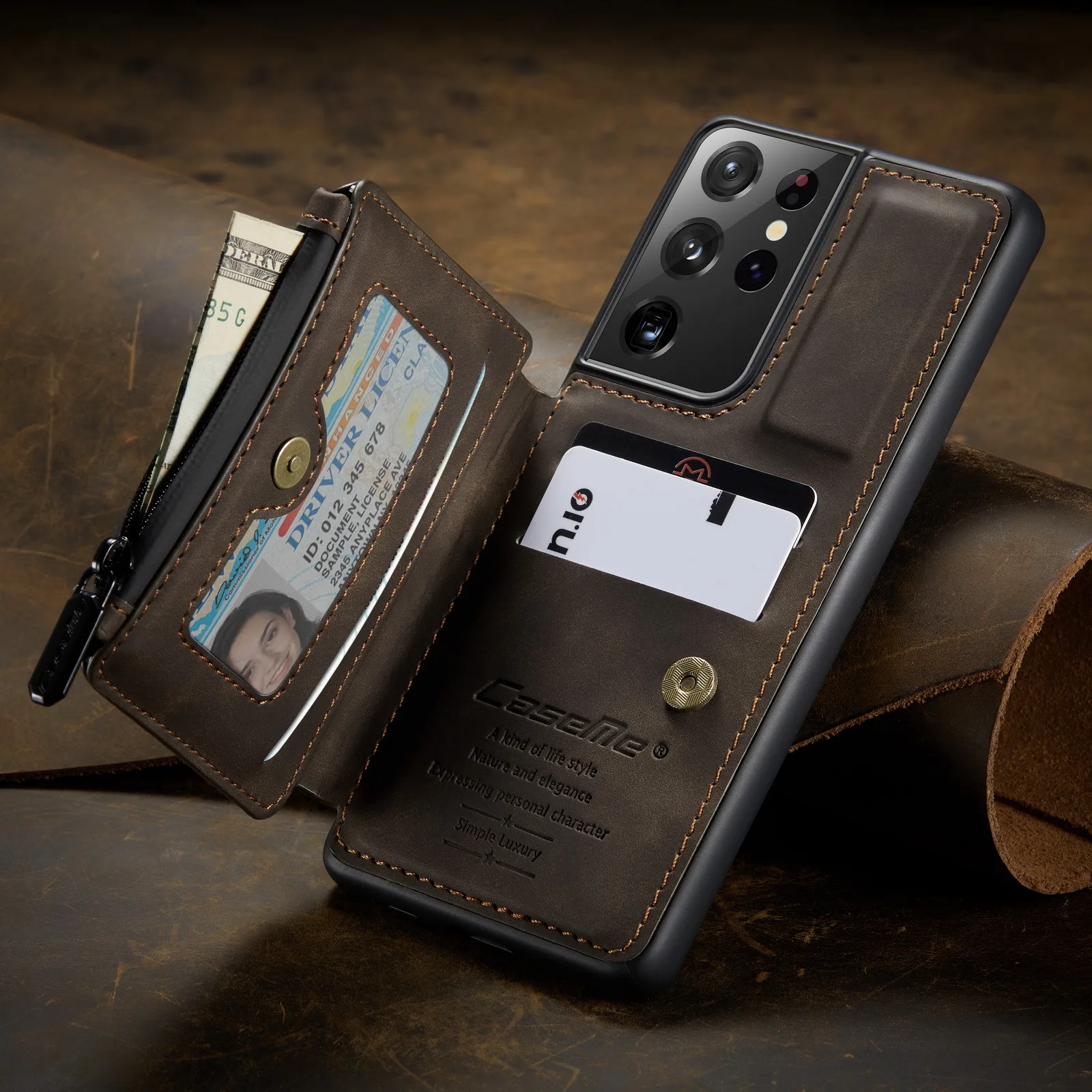 Case for Samsung Galaxy S21 Ultra S21 Plus Retro Wallet Cash