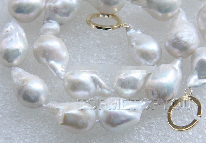 1003+Amazing 18" Natural 22mm Baroque white Reborn Keshi pearls necklace