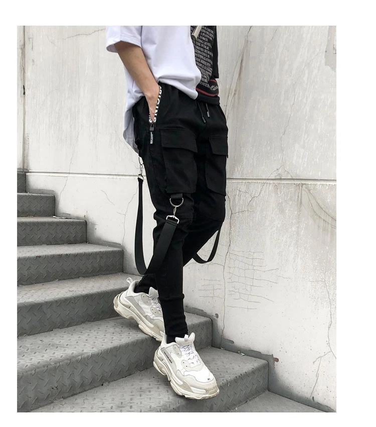 sweatpants Men Multi-pocket Elastic Waist Design Harem Pant Street Punk Hip Hop Casual Trousers Joggers Male Dancing Pant tie dye harem pants