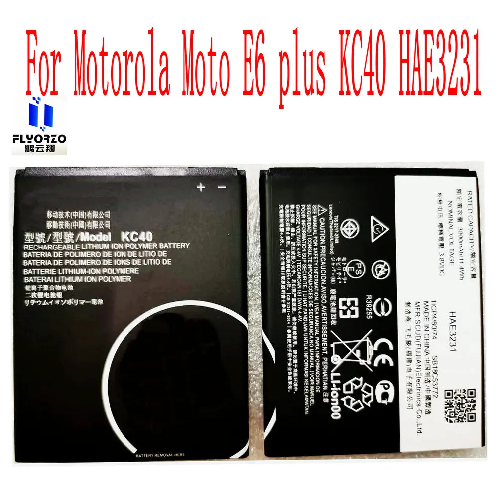 

100% Brand new original 3000mAh KC40 Battery For Motorola Moto E6 plus XT2025-1 XT2025-2 KC40 HAE3231 Mobile Phone