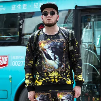 

New size clothing men's casual sports fat Sweatshirt trend loose long sleeves