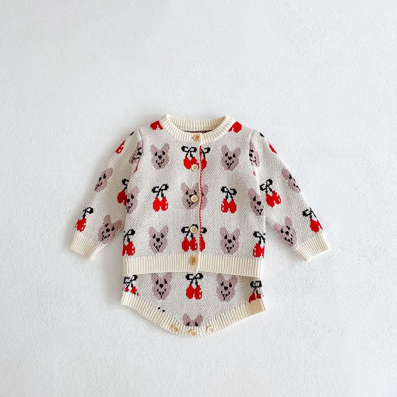 MILANCEL 2022  Spring New Baby Clothes Set Toddler Sweaters Bear Bodysuits  Pcs Girls Suits baby clothes penguin set Baby Clothing Set