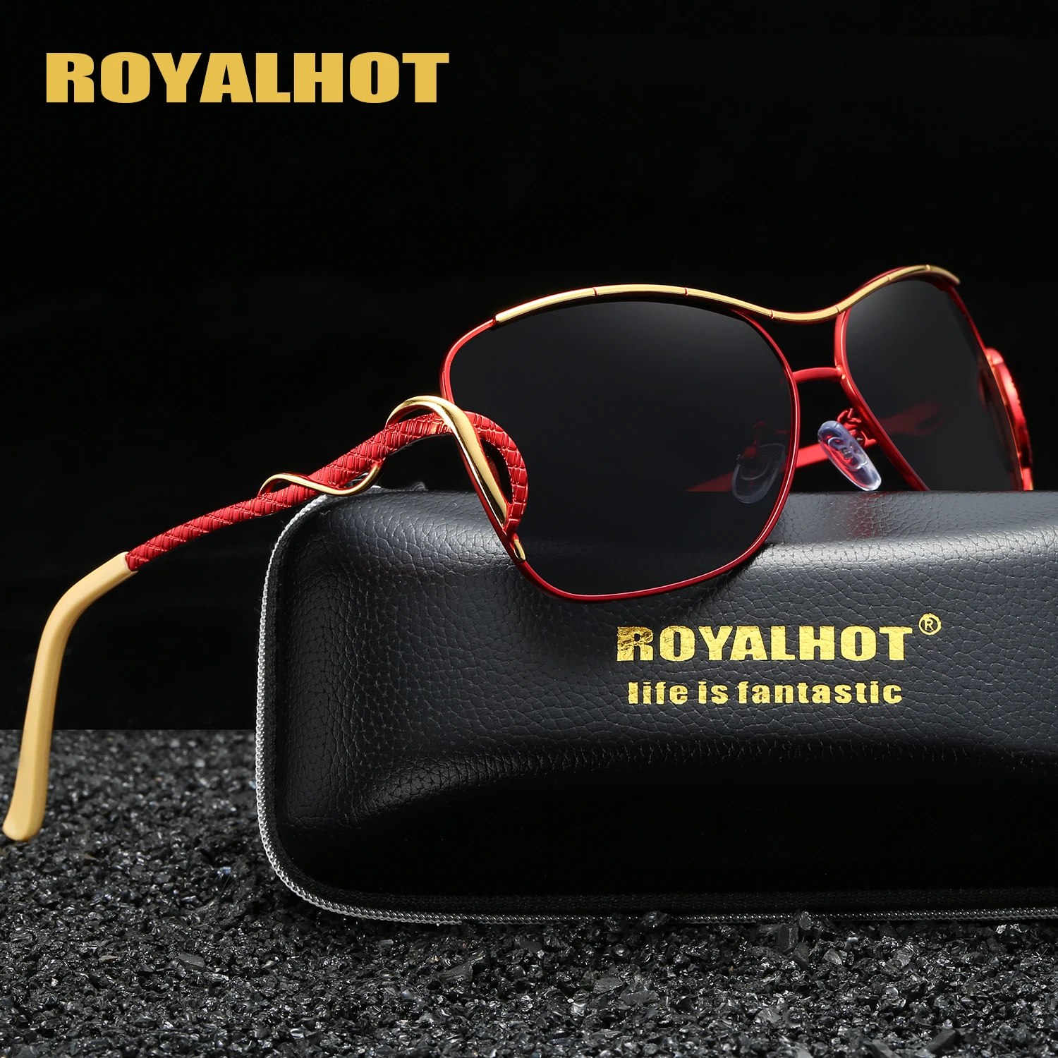 RoyalHot поляризационные Овальные алой кривая оправа солнцезащитные очки для женщин