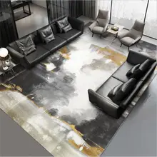 Ковер для гостиной в китайском стиле, абстрактный ковер с черными золотыми чернилами, Рождественский ковер, серый Современный домашний декор