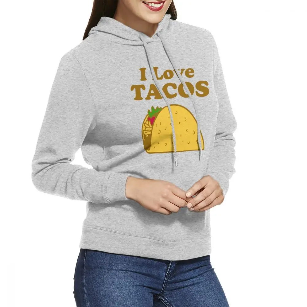 I Love Tacos женские толстовки пуловер с длинными рукавами Повседневная хлопковая толстовка