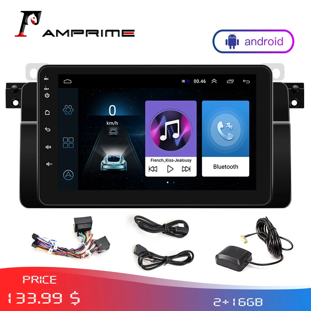 Автомагнитола AMPrime стерео проигрыватель на Android с GPS Wi-Fi для BMW/E46/ FM Mirrorlink монитором