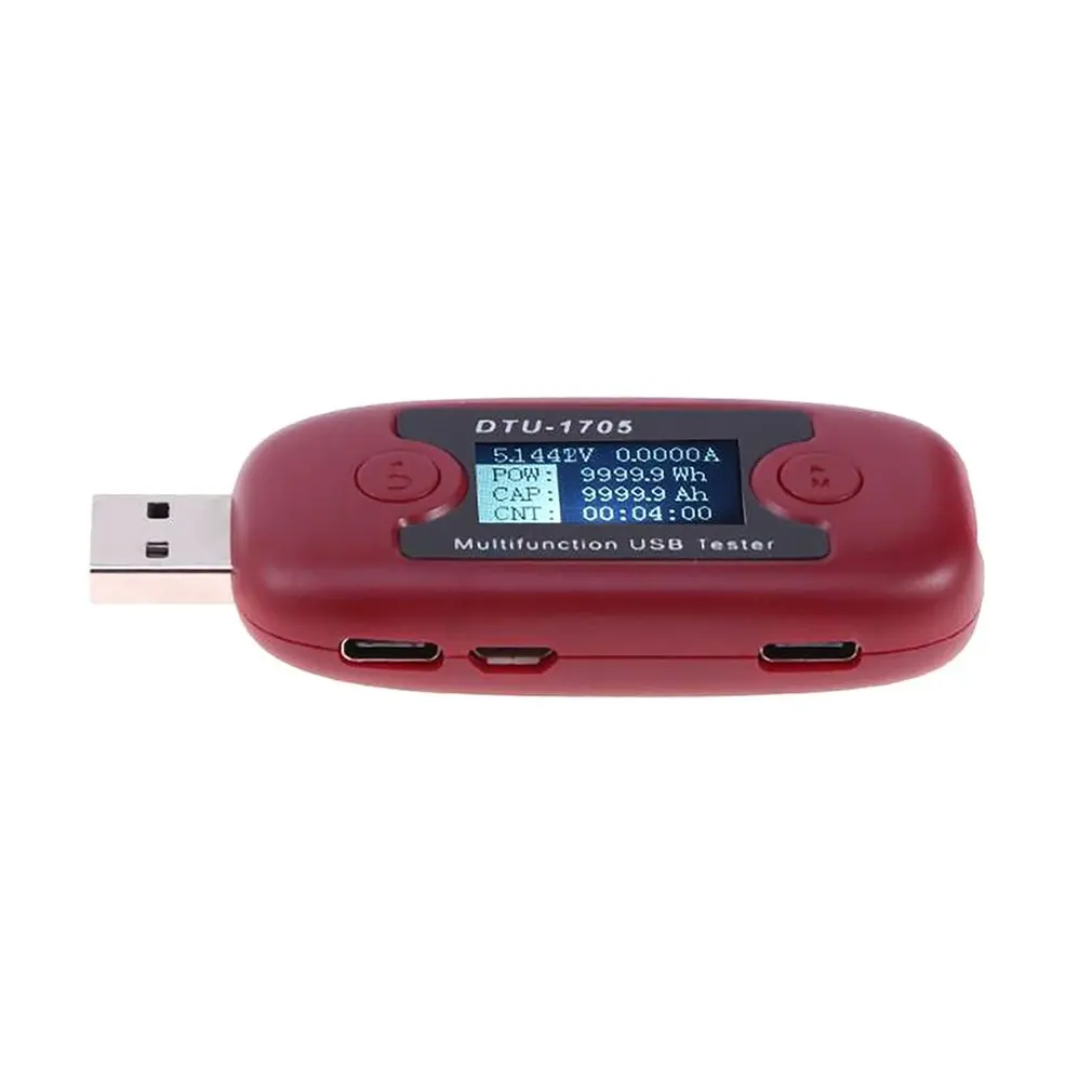 Быстрая зарядка USB ЖК-дисплей тестер Напряжение Ток измеритель мощности вольтметр тип-c электрические измерители мощности - Цвет: Red DTU1705