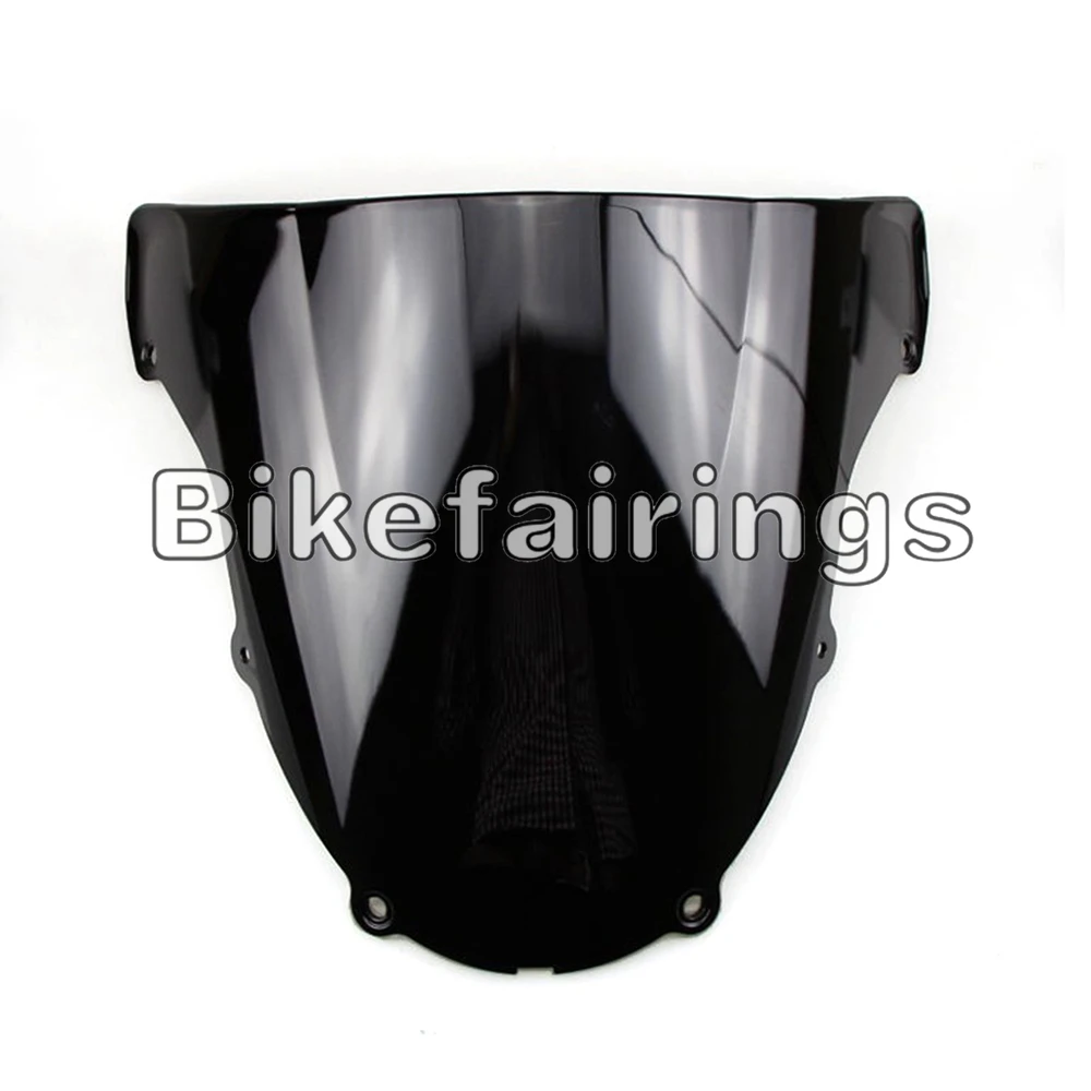 Мотоциклы Обтекатели комплект ветрового стекла для Kawasaki zx6r 2003 2004 03 04 ZX-6R 636 ABS черный прозрачный двойной пузырь стиль лобовое стекло