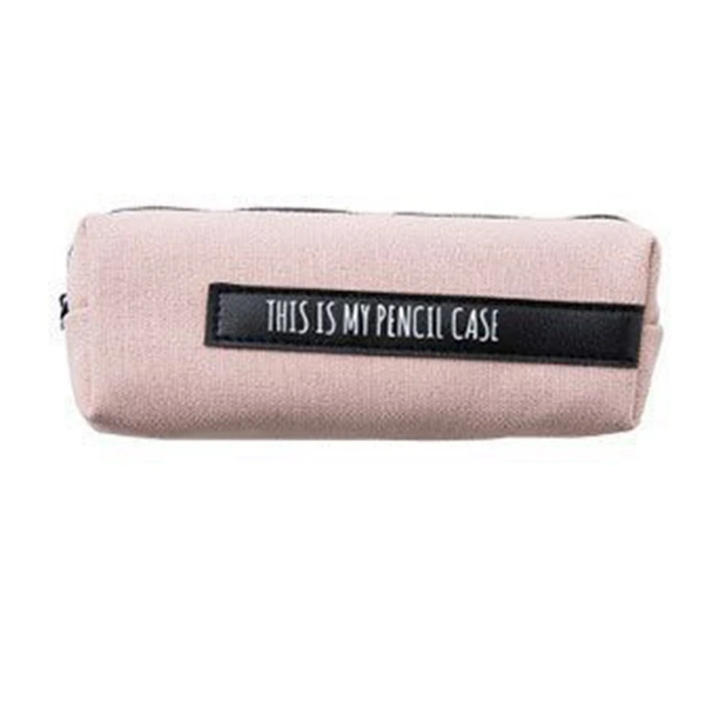 Pink Black Простой текст Карандаш Чехол холст бизнес планирования школьные принадлежности канцелярские товары подарок студентов милый пенал для карандашей Карандаш Чехол Карандаш школьная сумка для инструмента - Цвет: Pink Black
