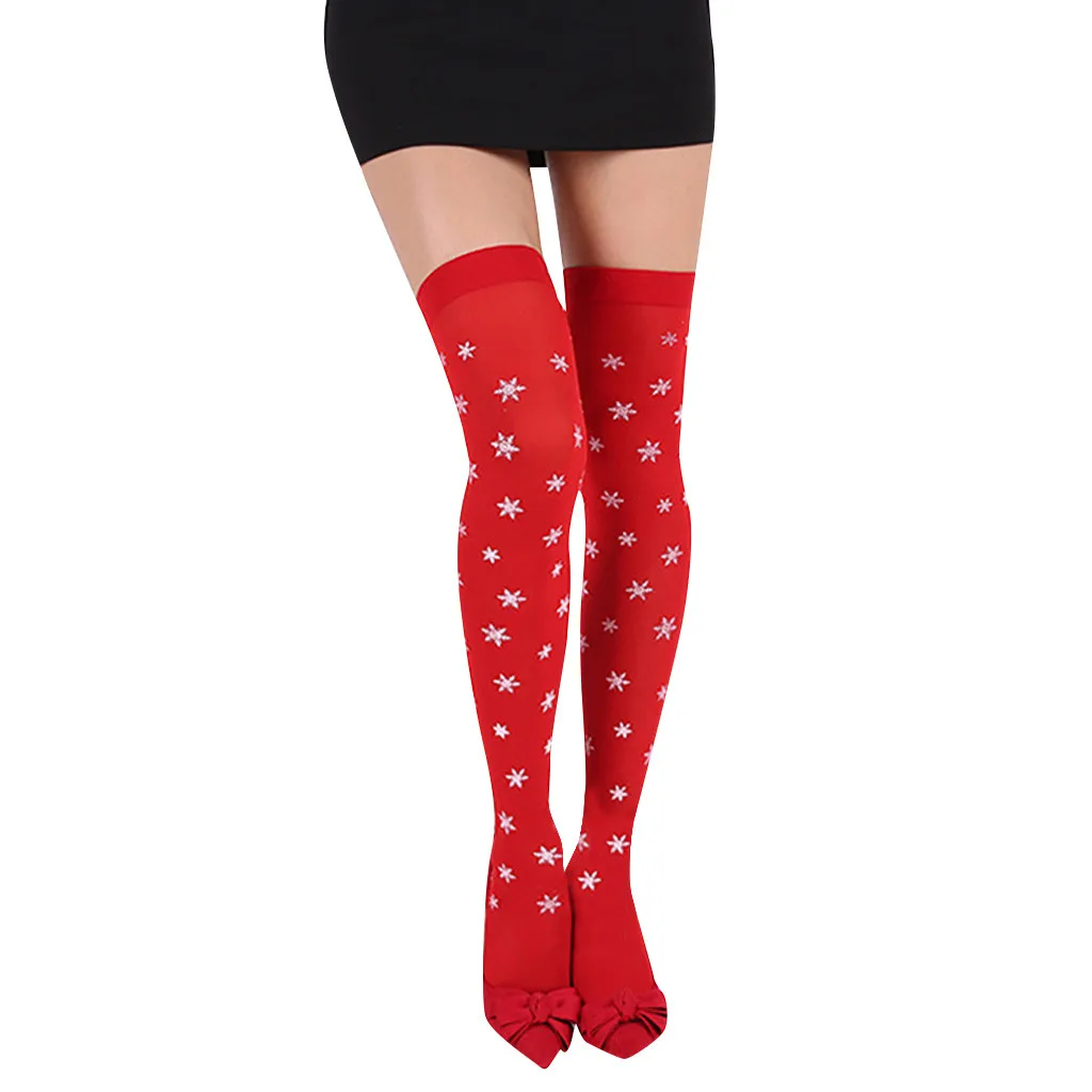 1 пара зимних женских носков теплые нейлоновые сексуальные Рождественские вечерние Гольфы с принтом для девочек подарок на год