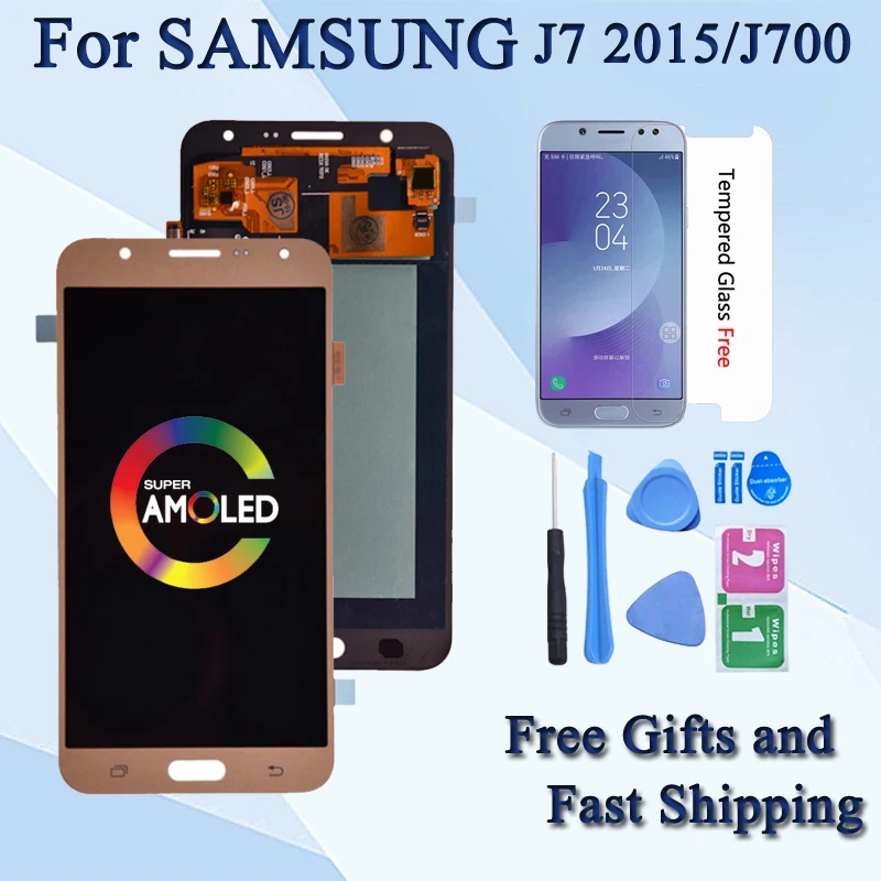Super AMOLED For Samsung Galaxy J7 2015 J700 J700F J700H J700M LCD Display Touch Screen Digitizer Assembly | Мобильные телефоны и