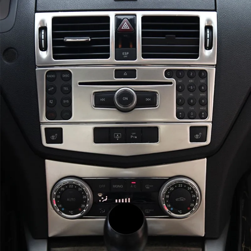 Car Styling Center Console Air Conditioner CD Panel Cover Trim 3Pcs For Mercedes Benz C Class W204 C200 C260 C300 C180 2007-2010