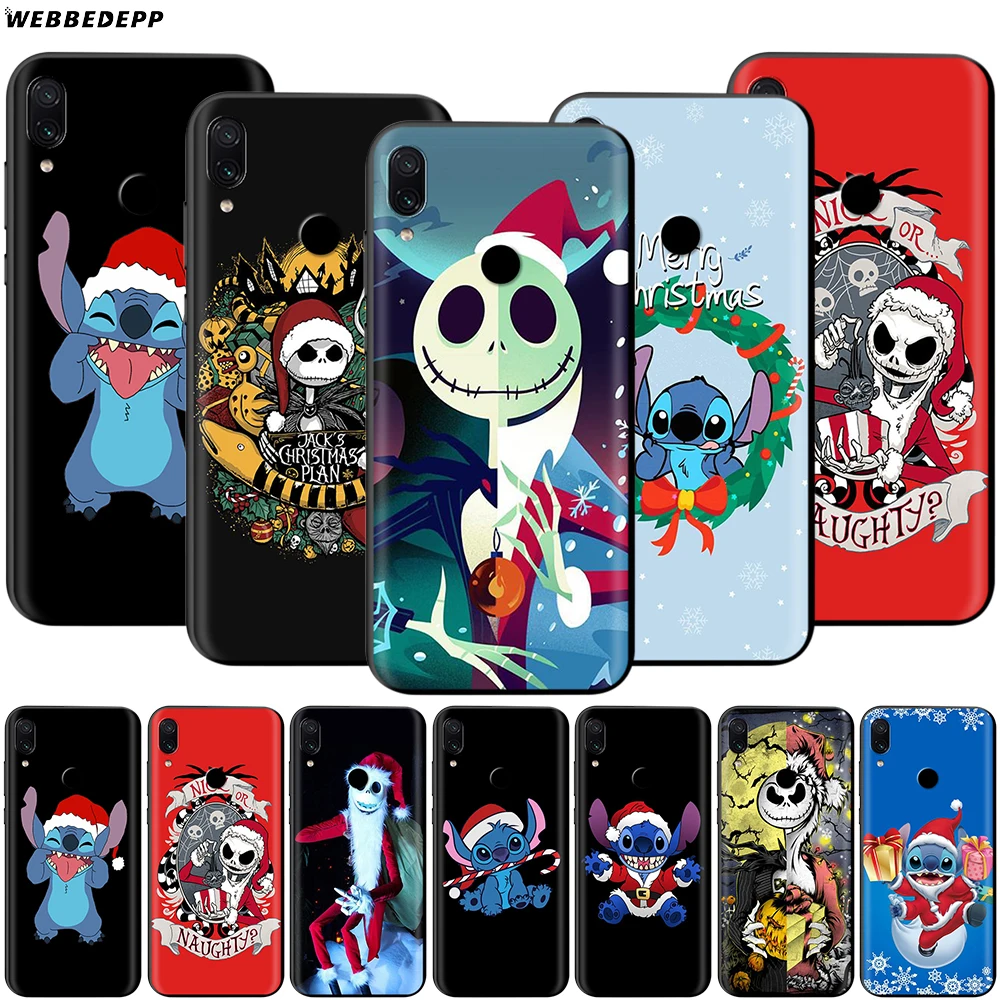 

Webbedepp Stitch Jack Skellington Christmas Case for Xiaomi Redmi Note 8 MI 3 6 8 9 A1 A2 A3 5X 6X 9T CC9 Lite SE Pro Max F1