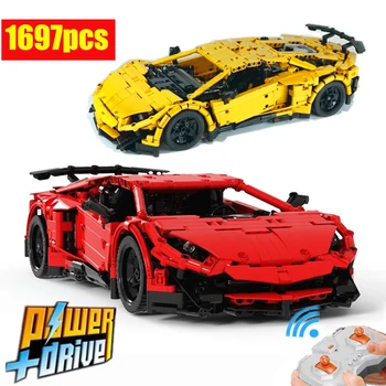 

NEW RC Motor Power Function MOC-34645 Lamborghinies Super Car Aventador Fit LeGINGlys Building Kit Block Bricks Diy Toy Gift