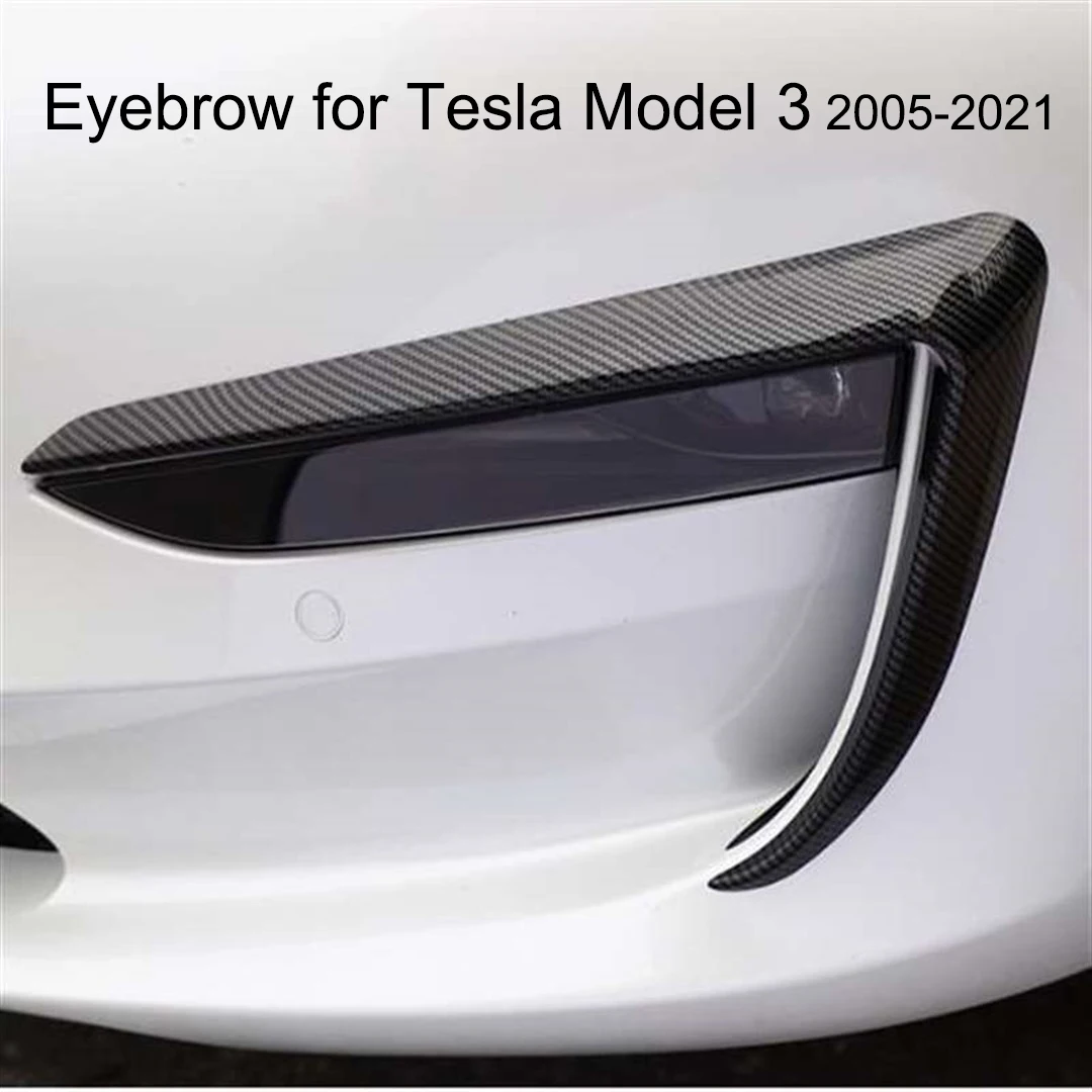 Front Fog Lamp Eyebrow Wind Knife decoration for Tesla Model 3 Matte black Carbon fiber modification automobile repacking