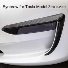 Front Fog Lamp Eyebrow Wind Knife decoration for Tesla Model 3 Matte black Carbon fiber modification automobile repacking