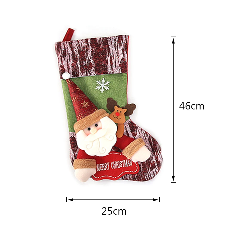 Украшения для рождественской елки, рождественские чулки, висячие украшения, носки Санта-Клауса, подарок для детей, сумка для конфет, рождественские держатели для подарков - Цвет: 1PC P large