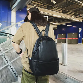 

2020 new ladies Korean college style high school student backpack PU leather waterproof backpack travel leisure simple backpack