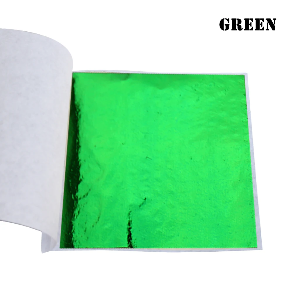 Green Имитация листов золотого листа фольга бумага 10 шт. 8X8,5 см для художественных ремесел статуя украшения ногтей красочный золотой лист фольга бумага позолота - Цвет: Green