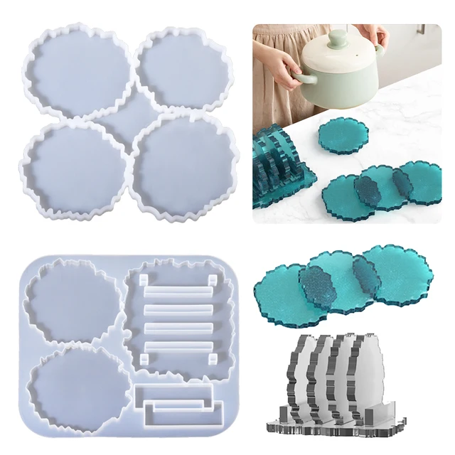 Irregular Coaster Mold Set DIY Epoxy Resin Silicone Mold Kitchen Anti-Scald Heat Insulation Cup Mat Pad Home Desktop Decoration