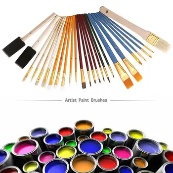 

25pcs/set Oil Painting Nylon Hair Painting Brush Set Art Supplies Watercolor Gouache Paint Brushes For Beginner Stationery