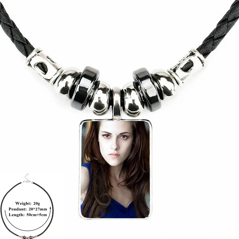 EJ Glaze The Twilight Saga рассвет для девочек, черная кожаная подвеска-бусы, покрытая стеклом, колье-чокер, ожерелье