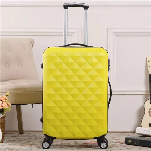 yellow KLQDZMS ABS+ PC прокатный багажный Спиннер Дорожный чемодан-тележка Сумка для женщин и мужчин для переноски багажа 20 24 28 дюймов - Цвет: yellow