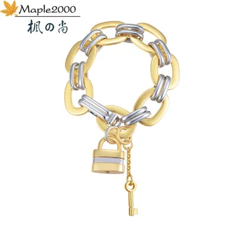

Hip hop girl thick chain lock bracelet charm women bracelets cool babygril luxury bracelets for women fashion jewelry 2020