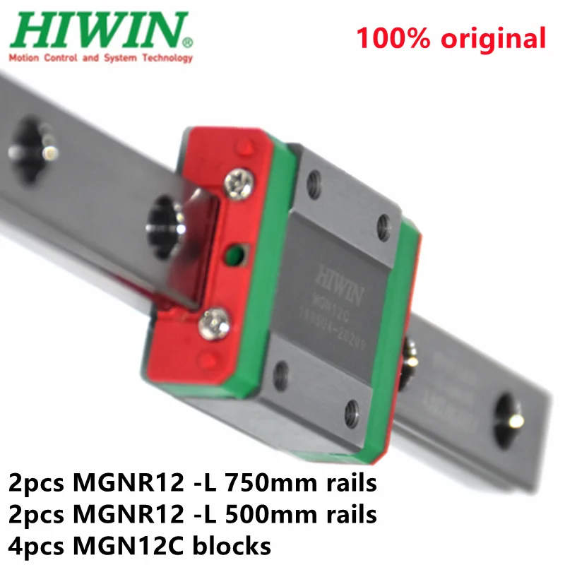 

100% Оригинал Hiwin рельса 2 шт. MGN12-750mm + 2 шт. MGN12-500mm + 4 шт. MGN12C