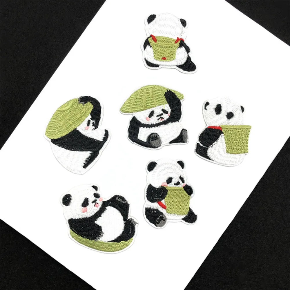 Maxsin 10 개/몫 자수 동물 스티커 아이언 청바지 의류 귀여운 작은 팬더 패치 의류 Applique DIY 액세서리