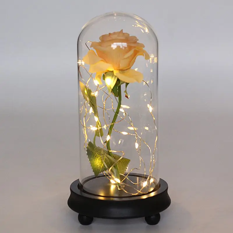 Y Galaxy Rose Flower USB Powered светодиодный светильник со стеклянным куполом на деревянной основе подарок на день Святого Валентина - Цвет: Y