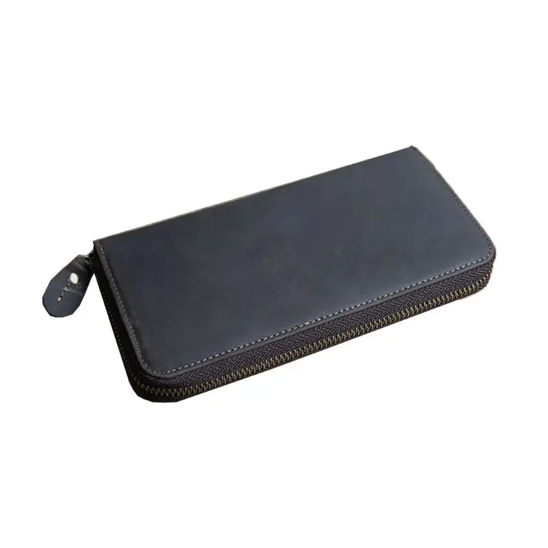 High Quality Men's Leather Wallet ID Card Holder Business Long Clutch Billfold Money Purse Zipper Bag