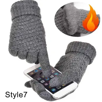 

2019 New Men Women Thicken Touch Screen Warm Crochet Knitted Gloves Full Finger Mitten Outdoor riding