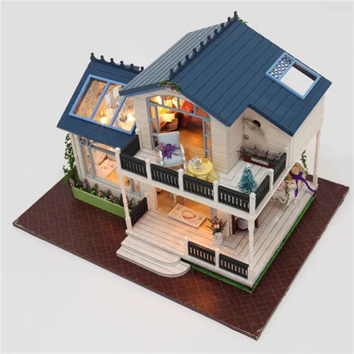 Кукольный дом миниатюрная 3D деревянная модель DIY мебель для кукол деревянная мебель для дома игрушки для детей подарок на день рождения - Цвет: Красный