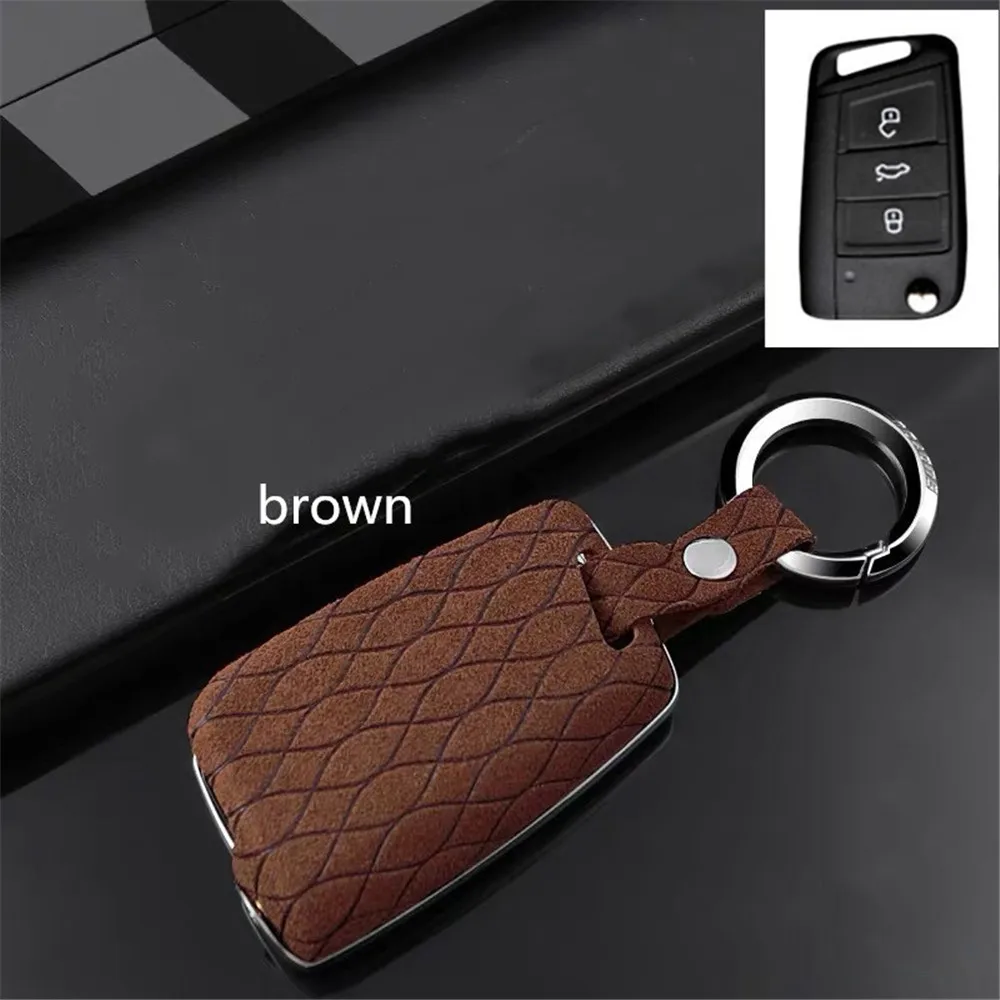 brown Чехол для ключей, чехол-держатель для ключей, цинковый сплав для Volkswagen VW Golf 7 MK7 GTI R Tiguan - Название цвета: brown
