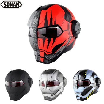 

Iron Man Cosplay Helmet Mask Tony Stark PVC Masks Flip up Motorcycle Helmet casco moto Dot/GB Approved For Soman SM515