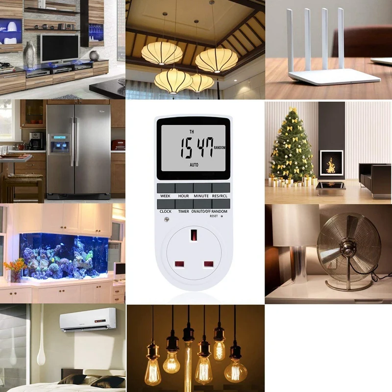 Uk Plug Digital Timer Plug Socket, Electrical Programmable Plug In Timer Switch For Light, B And More, With Large Lcd Display An