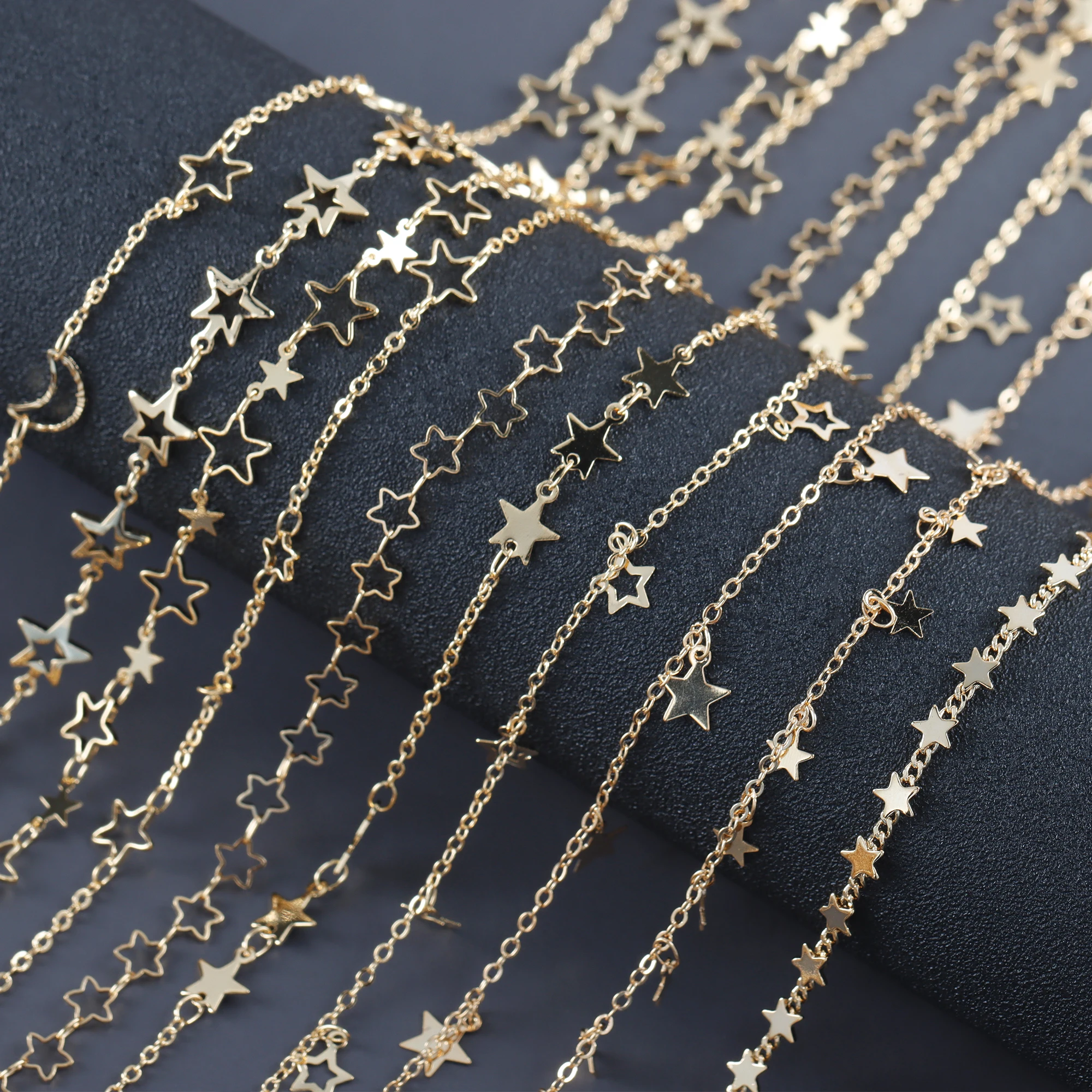 2Meters 1Meter Star Chains for Neckalce Bracelet Jewelry Making DIY  Components Accessories Gold Color Chain Wholesale